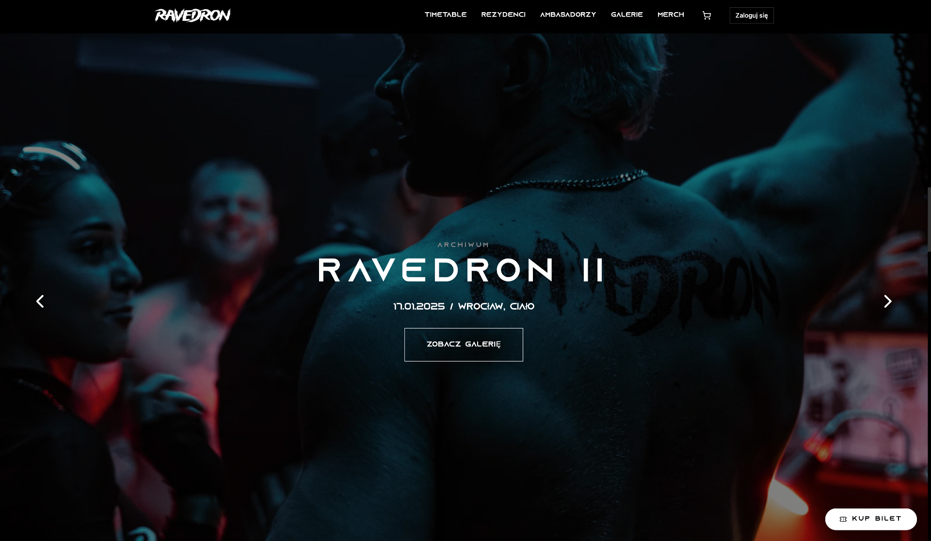 Ravedron - Landing Page + System Biletowy
